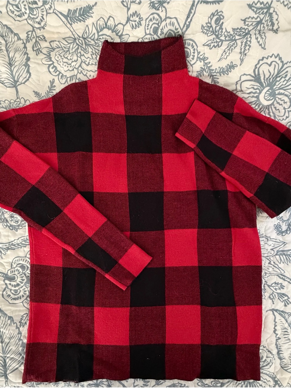 Women’s Red and Black Buffalo Plaid Turtleneck Sweater